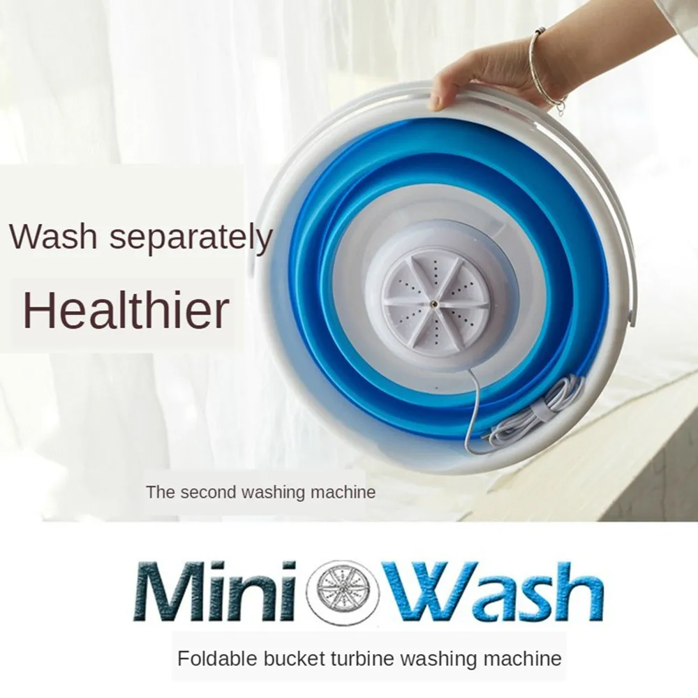 Mini Ultrasonic Turbine Washing Machine Foldbar hink USB Tvättkläder renare för hemmavalar reser snabb ren29U