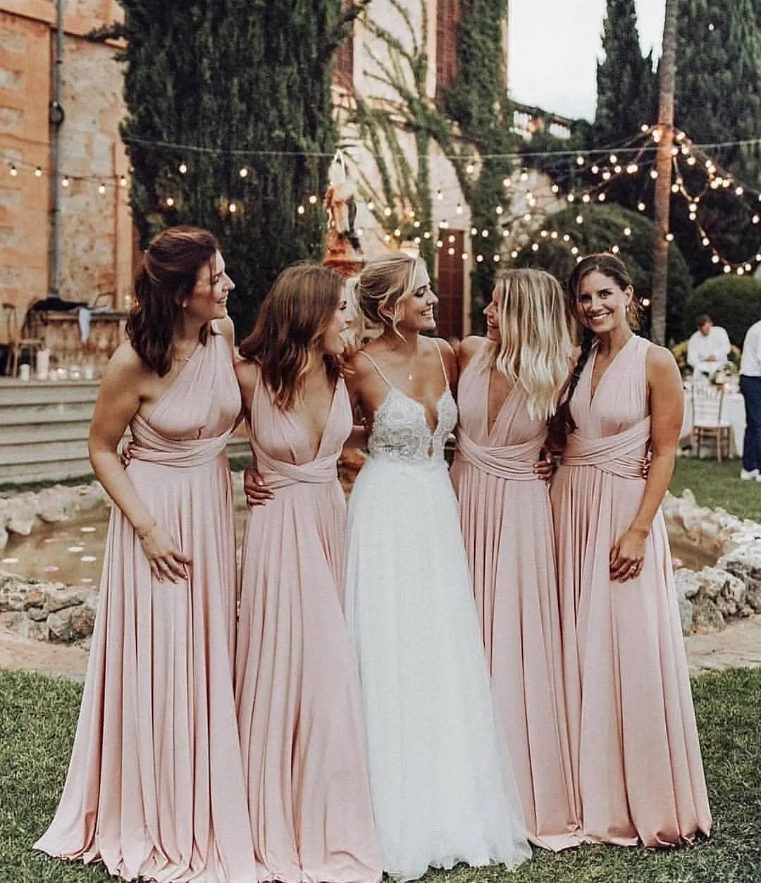 Light Pink Convertible Bridesmaid Dresses 2019 Cheap Two Ways To