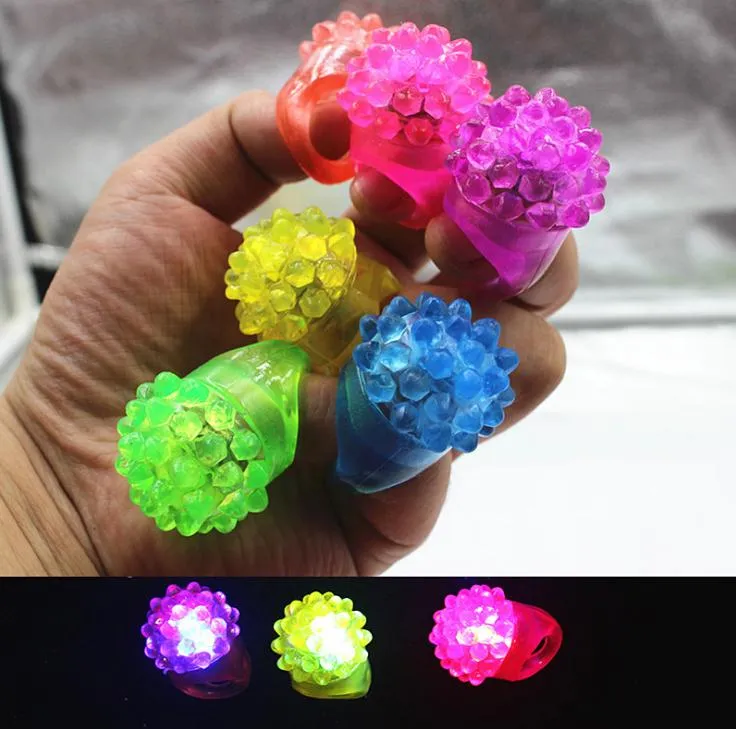 Flashing Jelly Light Up Rings - Soft Plump Blinking LED Party Rings For Kids & Raves