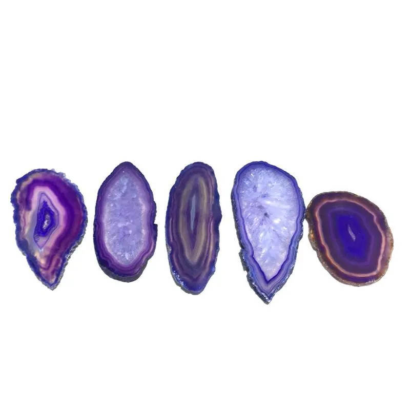 Frete grátis 5 PCS Reiki Cura Pedra Natural Roxo Pequeno Ágata Fatia Pingente de Quartzo Pedra Conector Frisado Pingentes para decoração