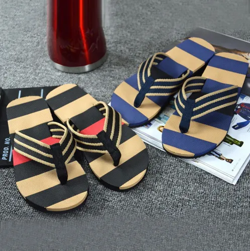 selling fashion men summer stripe flip flops shoes sandals male slipper flipflops eva mixed colors flat with shoes