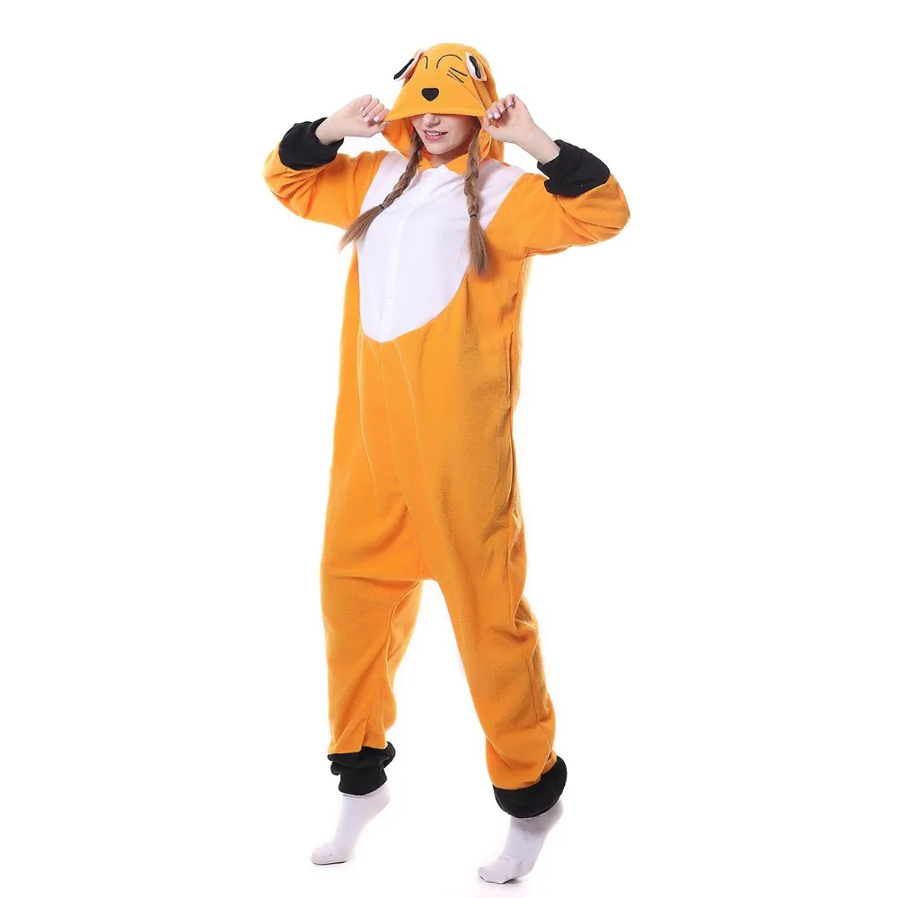 Inverno Adulto Animale Volpe Arancione Kigurumi Onesies Party Pigiama Caldo Costumi Cartoon Tute Regalo Di Natale Con Cappuccio