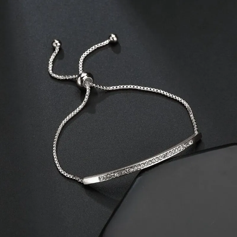 lots Fashion Simple Adjustable Female Tennis Bracelets Inlay Rhinestone couple jewelry C517600795