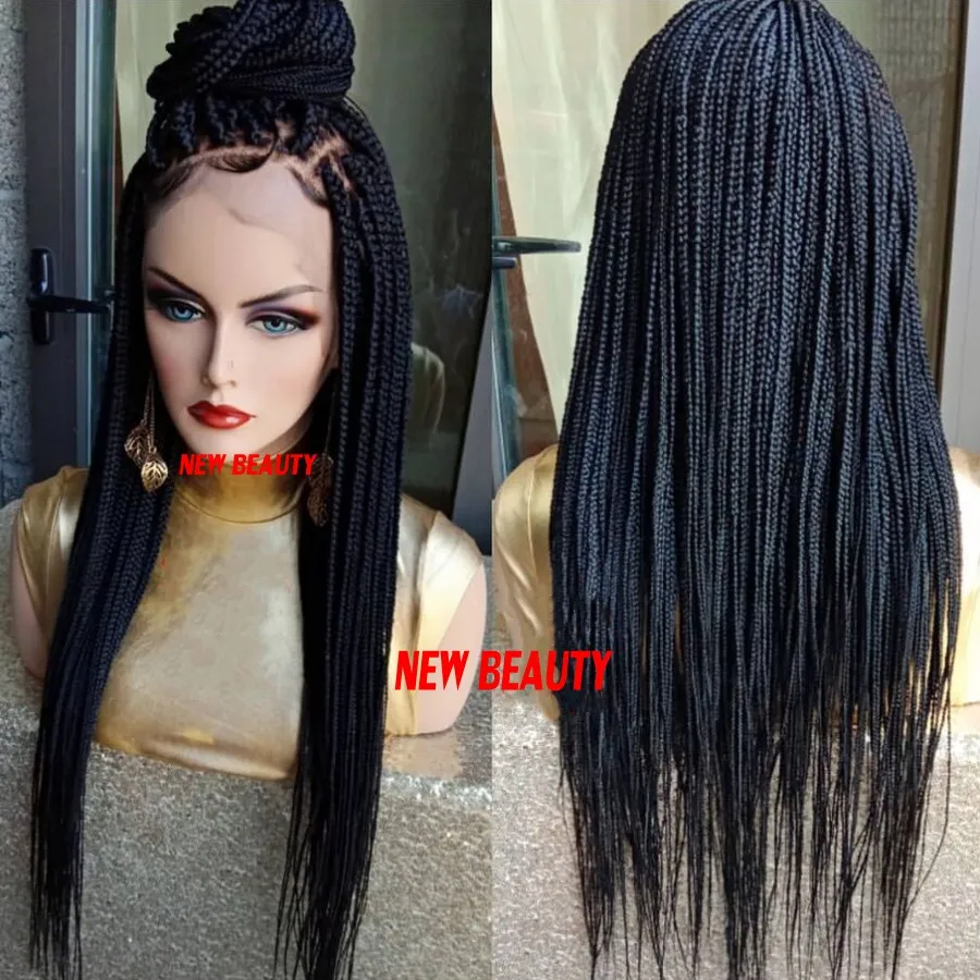 Perruque Jumbo Braids couleur noir / marron / blonde / bordeaux Synthétique tressage cheveux frontale moyenne tresse perruque avant de dentelle pour les femmes noires