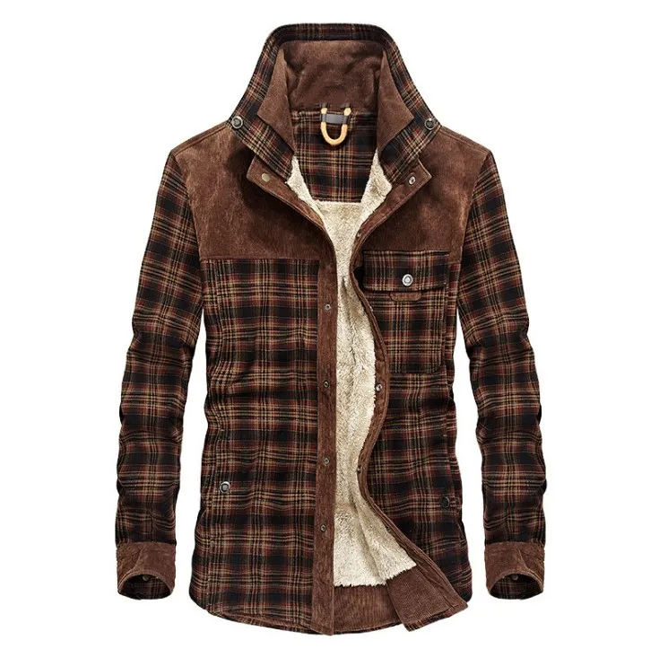 Männer Warme Jacke Fleece Dicken Armee Mantel Herbst Winter Plaid Jacke Männer Slim Fit Kleidung Herren Marke Kleidung