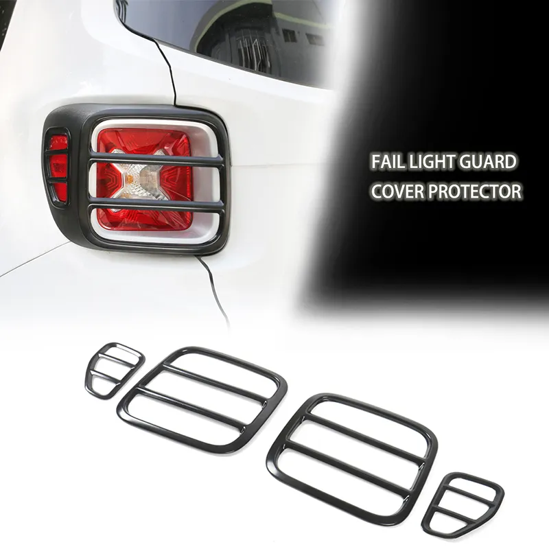 Black Metal Tail Light Cover Baklampa Protector Decoration 4PCs för Jeep Renegade Exteriör Tillbehör