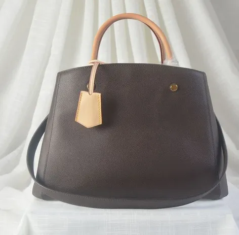 Brown Flower GM MM Montaigne Leather Lady's Bag Bags Brand Bolsa clássica bolsas de bolsa com trava -chave