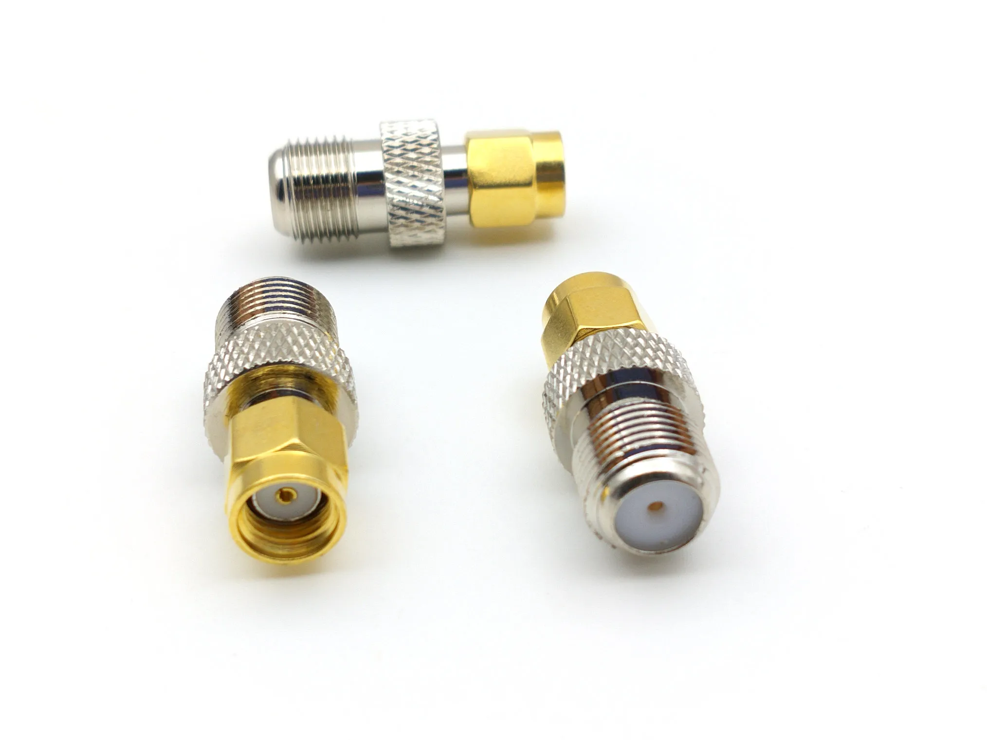 100 PCS latão F Tipo Fêmea Jack para SMA Fêmea Tomada Em Linha Reta Coaxial RF conector