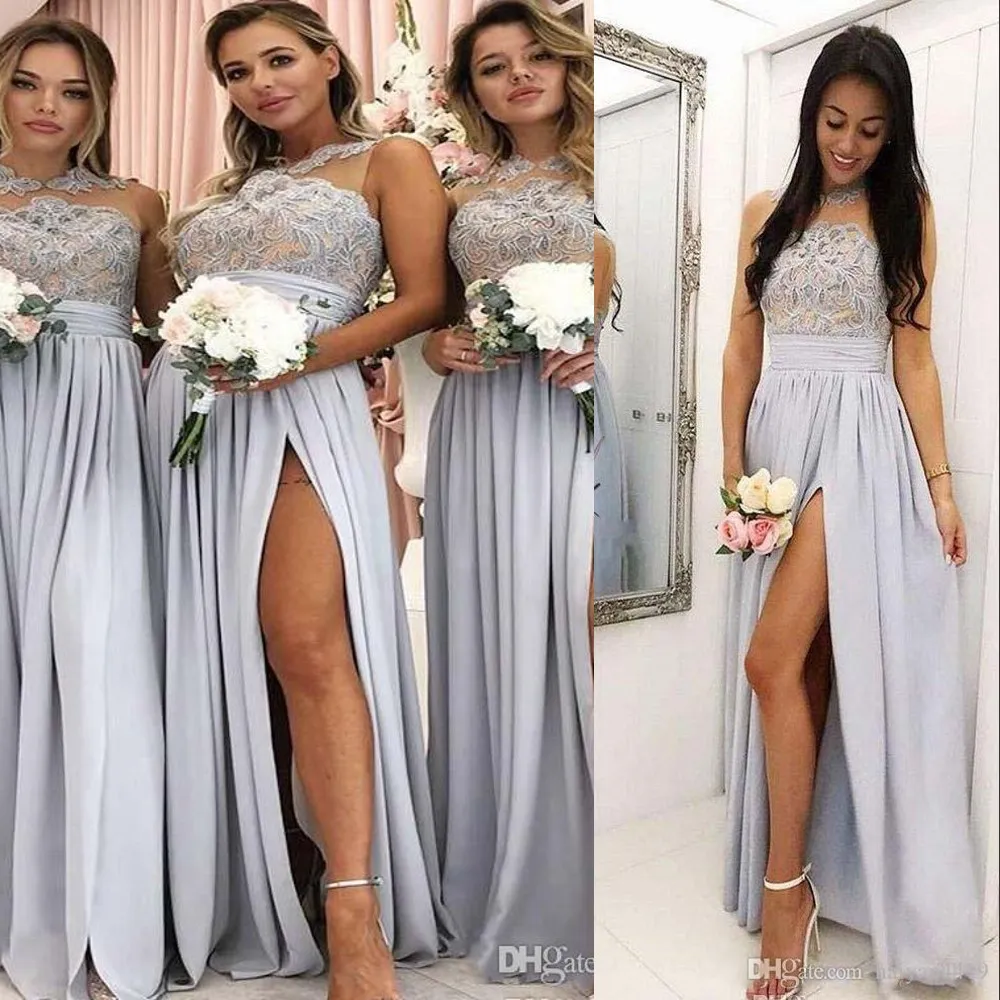 Plata Nuevos Vestidos De Dama De Honor Vestido De Invitados De