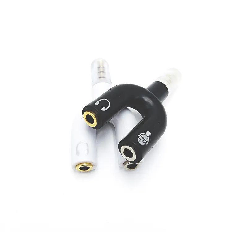 3.5mm Splitter Stereo Plug U-образные аудио микрофонные наушники для наушников для наушников для смартфонов MP3 MP4 Player