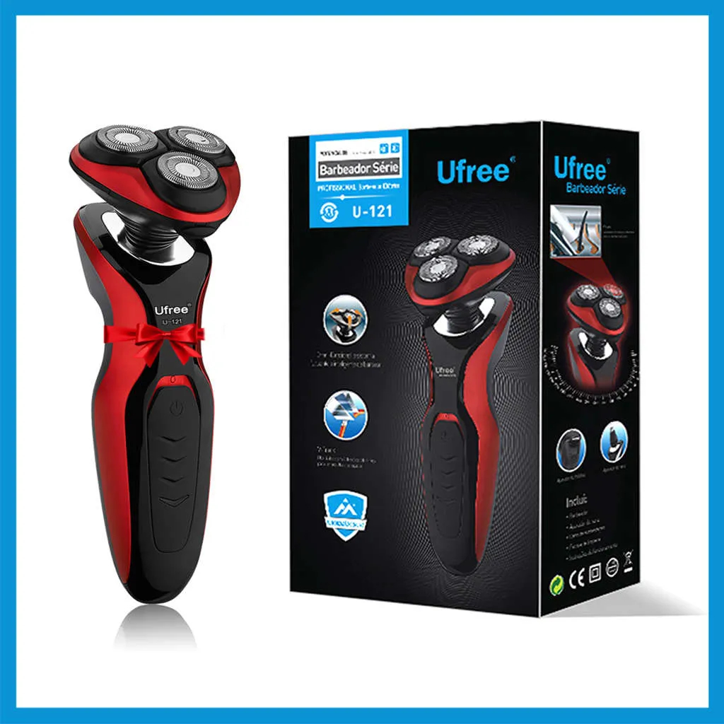 Ufree u-121 face cuidados homens barba apartim máquina recarregável barbeador elétrico lâmina flutuante cabeças de barbear de barbear 100 100