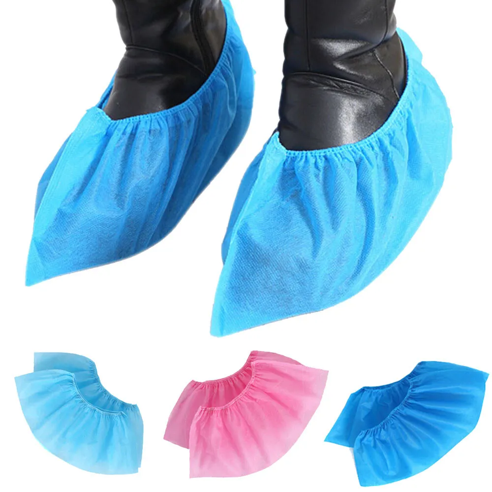 100 pièces couvre-chaussures antidérapants de protection tissu Non tissé couvre-chaussures anti-poussière jetables anti-boue pour hôpital Hotal Home #1