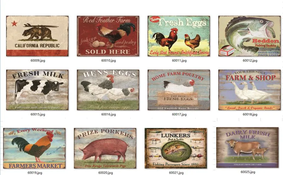 Hot Farm Shop Tin Signs Vintage Pet Animal Dog Cat Painting Arts Wall Decor Food Store Retro Decoration Metal Poster Plaque