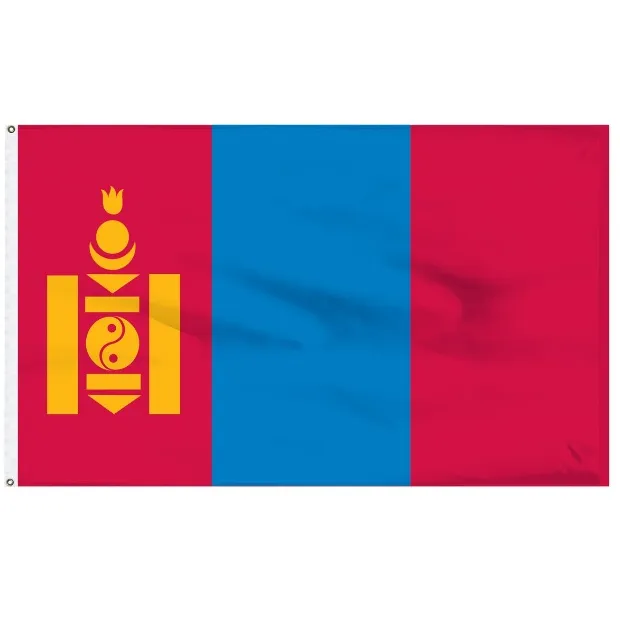 Mongolei-Flagge, 90 x 150 cm, hochwertige fliegende hängende neue MLG-Mongolische Natioanl-Landesflagge, Banner 3 x 5 Fuß, kostenloser Versand