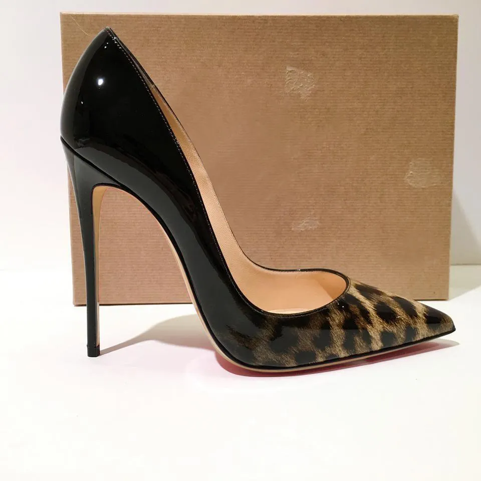 Дизайнер Бесплатная доставка модная женская обувь леопардовый лакированный носок на шпильке туфли на высоком каблуке туфли-лодочки невесты свадебные туфли новые 44
