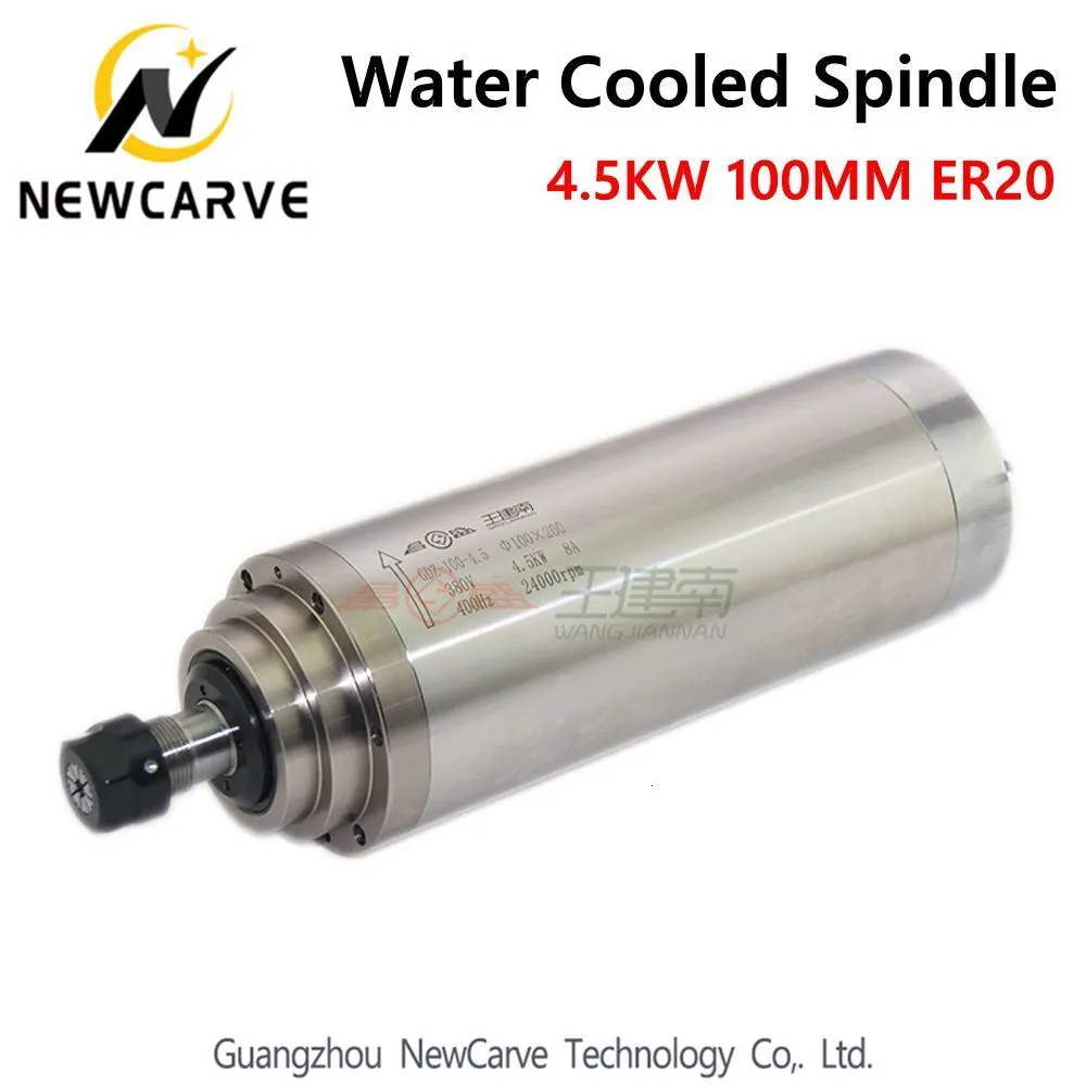CNC vattenkyld 4,5 kW Spindelmotor 220V 380V 100mm Diameter ER20 för CNC-routern GDZ-100-4.5 Newcarve spindel