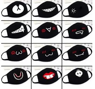 Unisex Cartoon Grappige Tanden Letter Mond Zwart Katoen Half Mond Masker Anti-Bacteriële Stof Winter Warm Leuke Maskers Op voorraad !!!