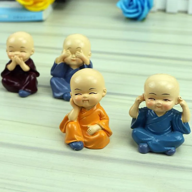 Miniature Monks figurine Bonsai Decor Mini Fairy Garden cartoon character action figures statue Model anima Resin ornaments 4-5cm kids toys