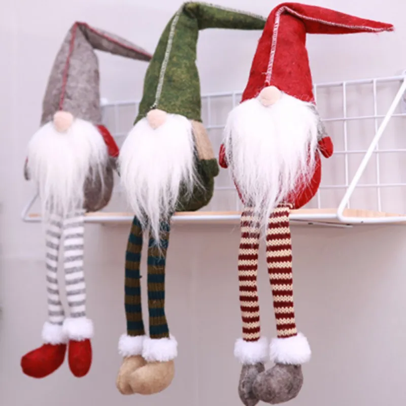 Hang Leg Christmas Figurine svedesi Gnomo natalizio fatto a mano Bambola di peluche senza volto per ornamenti Regali Decorazione natalizia per bambini