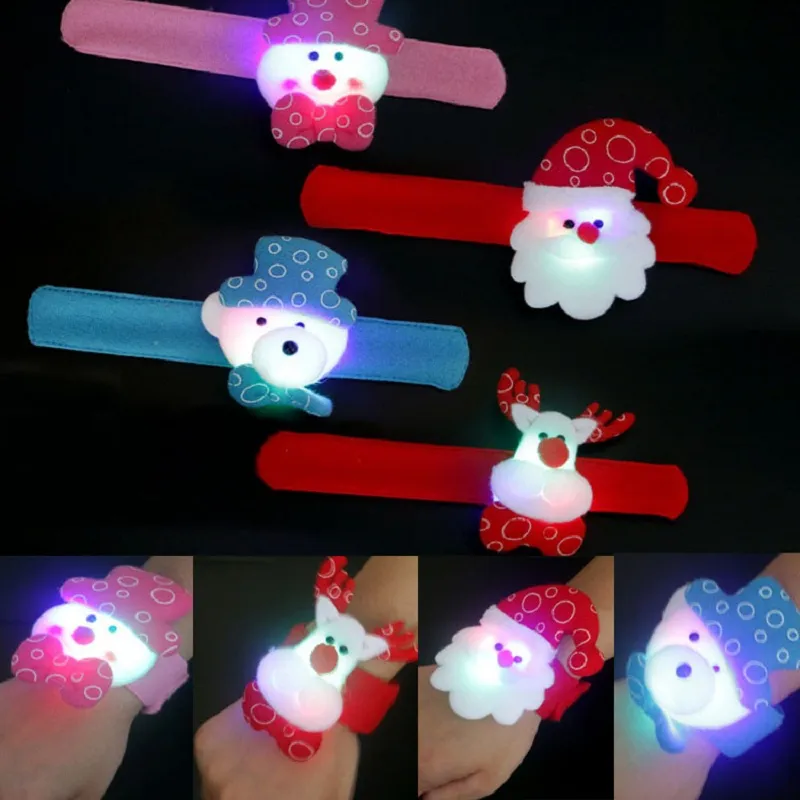 LED Christmas Gift Pat Circle Bracelet Xmas Santa Claus Snowman Toy Wristband Bracelets Christmas Tree XMAS Decoration Ornament XD20214
