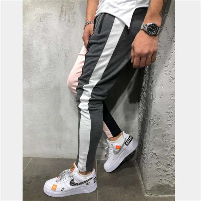 Slim Fit Striped Slim Sweatpants With Color Block Patchwork Slim Fit Striped Slim Sweatpants With Color Block Patchwork