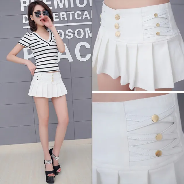 Skirts Black White Pencil Pleated Micro Mini Skirt Women 2018 summer Fashion Stretch Night Club Sexy Womens Short Skirts Faldas Mujer