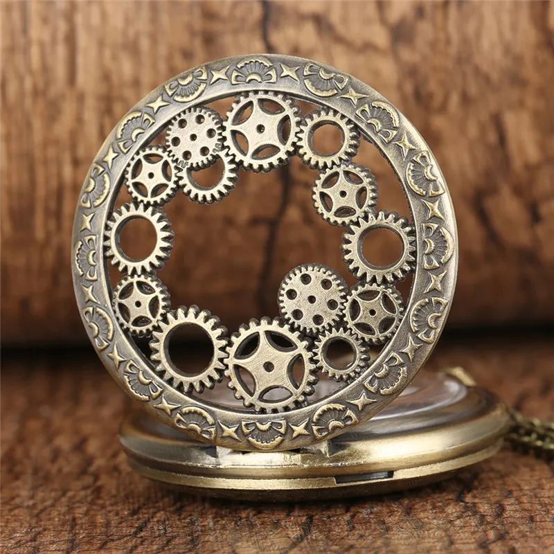 Antikes Kupfer Vintage Hollow Out Zahnrad Quarz Taschenuhr Steampunk Herren  Damen Uhren Zeitmesser Halskette Kette Uhr Geschenk