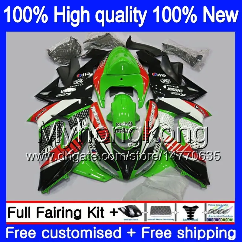 Kawasaki ZX 10 R ZX1000C ZX-10R 2006 2007 215My.0 ZX1000 C ZX10R 06 07 ZX 1000CC ZX 10R 06 07 ABSフェアリングキットホットグリーンブラック