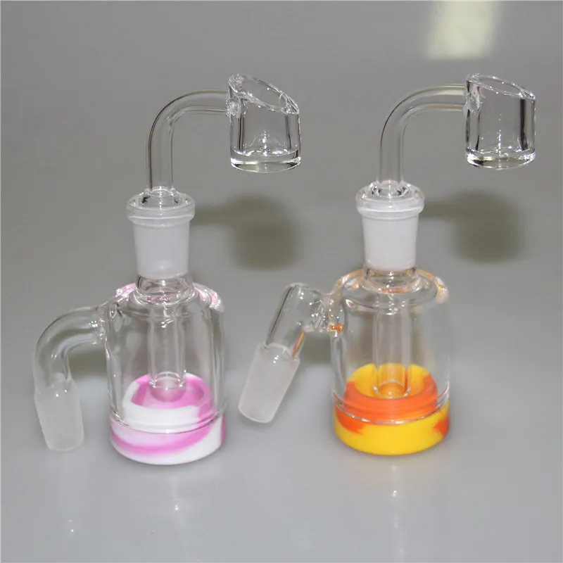 Apanhador de cinzas de vidro tigelas de cachimbo de água com fêmea de 14 mm de 18 mm 18 mm Bubbler Ashcatcher Bong Ashcatchers Silicone Container Quartz Banger