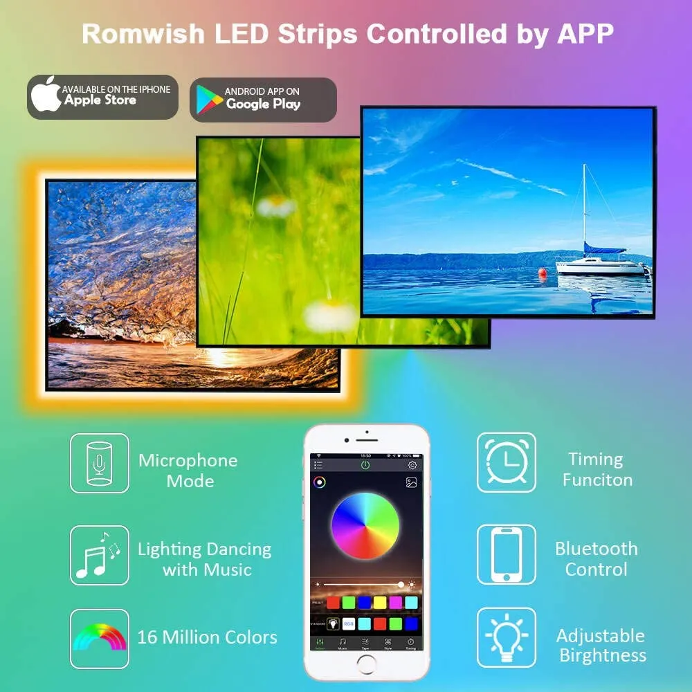 Kaufe LED-Streifenlichter, Bluetooth-APP-Steuerung, 5050 RGB-LED