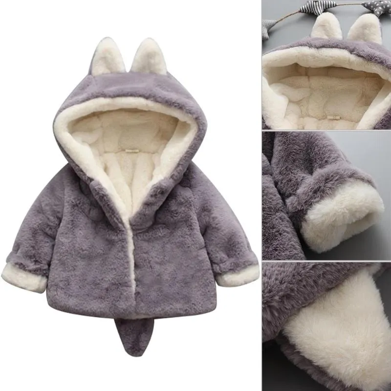 Baby Girls 2019 Winter Warm Coats Cute  Fleece Coat Fake Fur Warm Hooded Jacket Outwear Kid Girl Tops Clothes For 6-24M