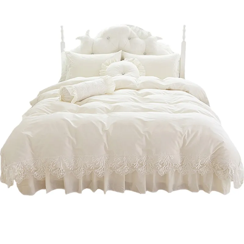colchas para cama juego de sabanas 180x200 Edredón de princesa con falda de  algodón, ropa de cama bonita, falda de cama de encaje para Queen y King  Size, juegos de cama, Textiles