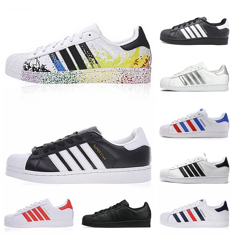 Adidas Luxe mode Superstars Blanc Noir Rose des ann es 80 or bleu Superstar fiert Chaussures de sport Super Star Femmes Hommes Sport Chaussures