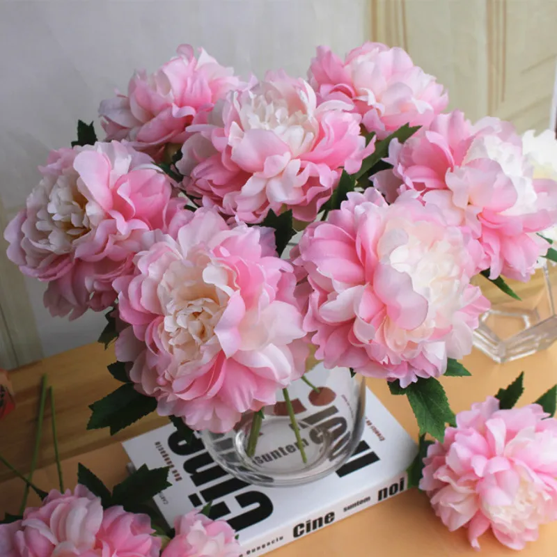 7pcs / many single artificial peony branch silk flowers for party party family wedding decoration fake flowers Diy floral wedding wall