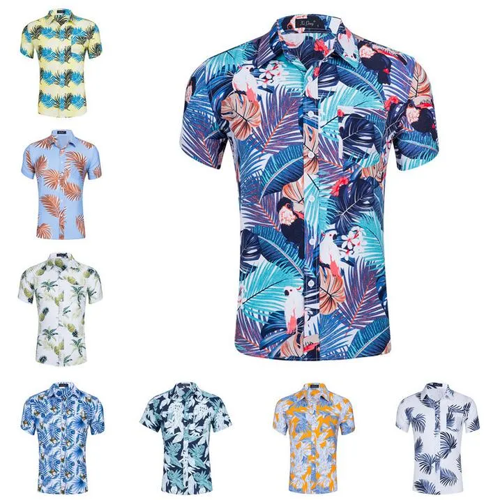 Novo 30Corors Verão Hawaiian Beach Estilo 3d Gráfico Palma Coconut Tree Floral Homens Imprimir Camisas Casuais Aloha Feriado Beach Top Top