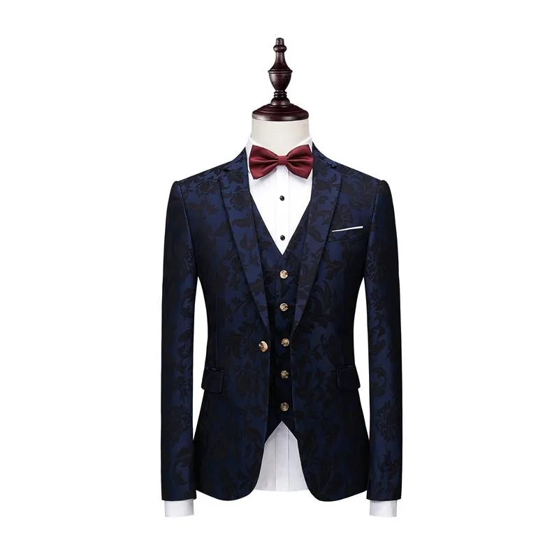 Ternos masculinos com marca de impressão Marinha azul masculino Floral Blazer Designs mensley Blazer Slim Fit Soit