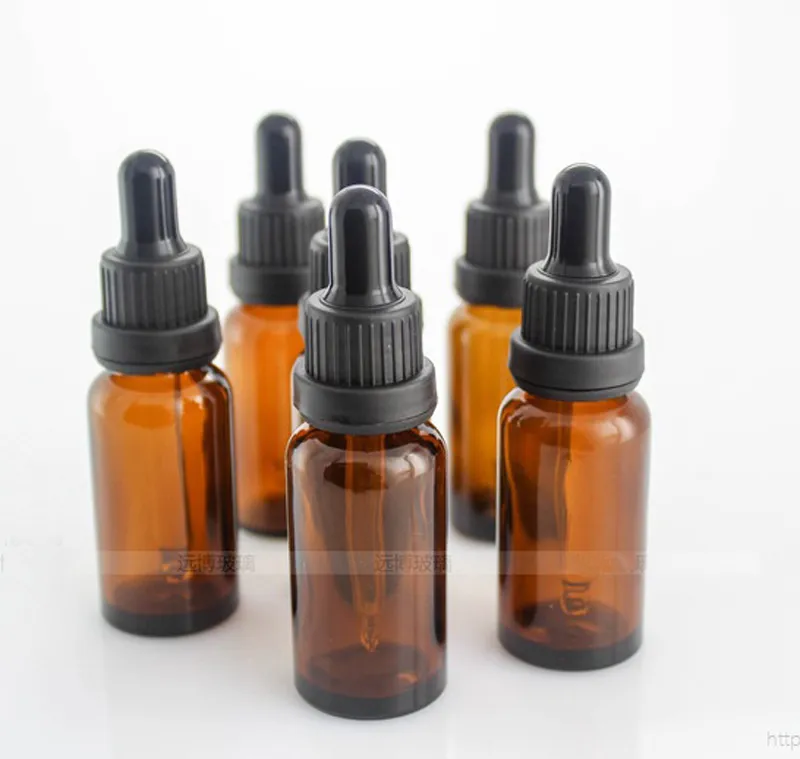 E liquid Empty Glass Bottles 10ml 15ml 20ml 30ml 50ml 100ml Brown Perfume Essential Oil Bottles With Black Childproof Tamper Caps