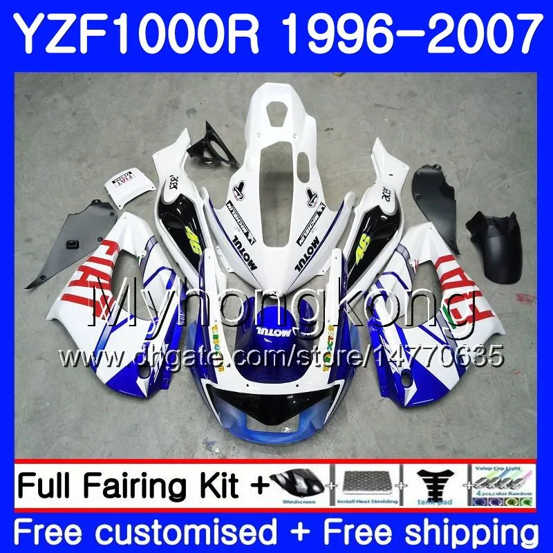 바디 블루 화이트 핫 YAMAHA Thunderace YZF1000R 96 97 98 99 00 01 238HM.12 YZF-1000R YZF 1000R 1996 1997 1998 1999 2000 2001 페어링 킷