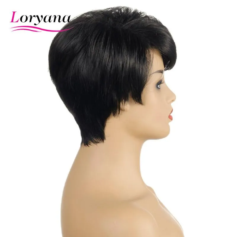 Perucas Sintéticas Loryana Curto Feminino Haircut Bangs Cabelos Negros  Naturais Retos Para Mulheres Ou Cospalia De $453,32