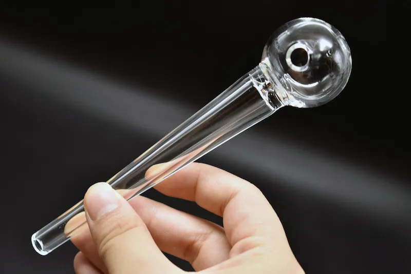 Dickes Pyrex-Glas-Ölbrennerrohr, 14 cm, 30 mm Kugel, klares Rohr, Ölrohr, dickes Glas, Rauchpfeifen, auf Lager, schneller Versand