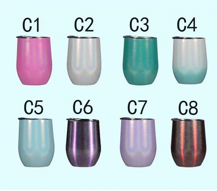 12oz Stainless Steel Wine Tumbler - Egg-Shaped Vacuum Insulated Stemless  Wine Glass with Lid, Shatterproof, Eco-Friendly, FDA Certified, Colorful ...