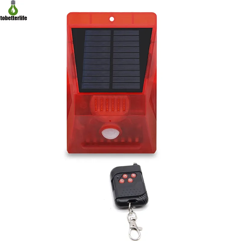 SOLAR ALARM LIGHT Orchard Anti-theft Larm 24-timmars ljud och ljus 4 lägen 8 LED Solvarningsljus med fjärrkontroll