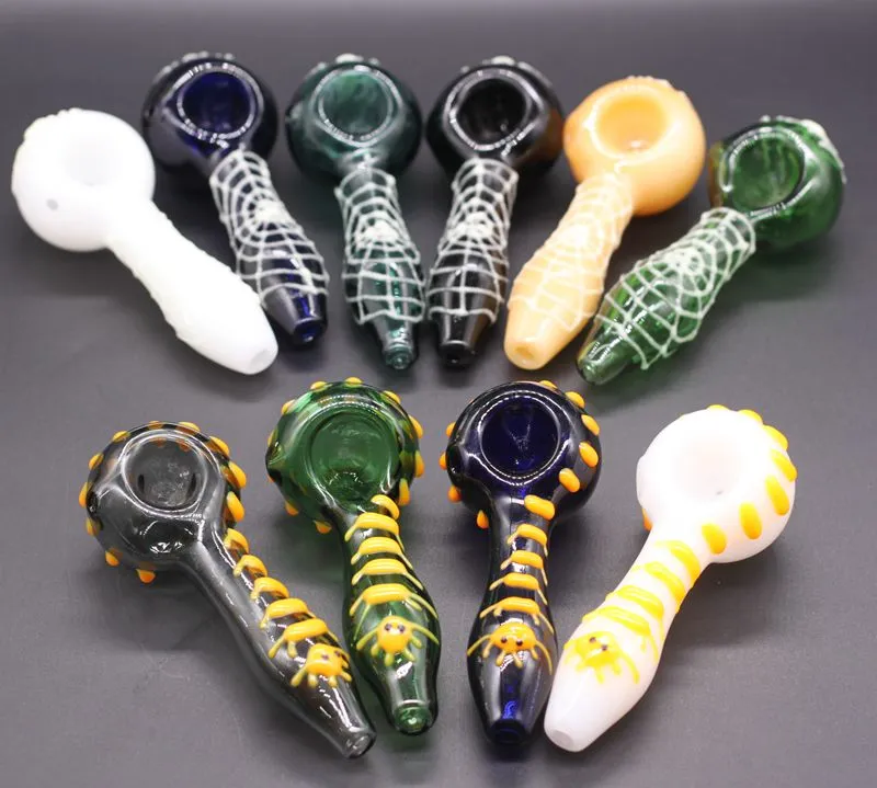 Glow In The Dark Heady Glass Smoking Pipes 4 Inch Spoon Scorpion Luminous Hand Pipe Oil Burner Tobacco Accessories