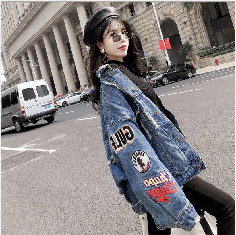 Loose denim jacket store