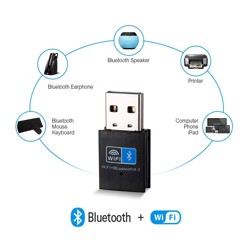Wifi + Bluetooth 4.0 Adaptateur Dongle, 150M sans fil Wifi Carte