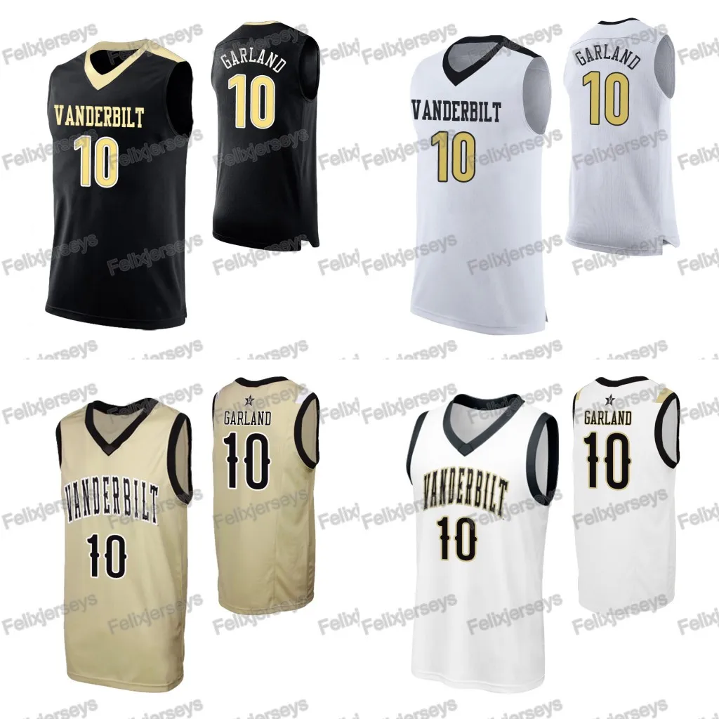 10 Darius Garland Vanderbilt Commodores College Basketball Jersey Darius Garland Bianco Nero Giallo Maglie da basket Spedizione gratuita