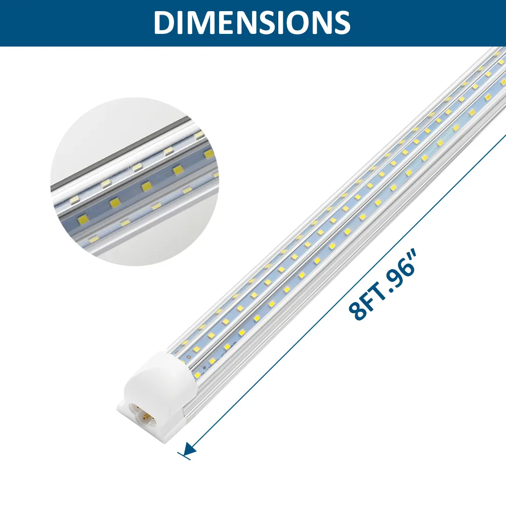 8' T8 FA8 LED Tubes V Forma 8 pés Integrado LED 8 pés Trabalho Light 45W 120W 96 '' Double Row fluorescente luminárias