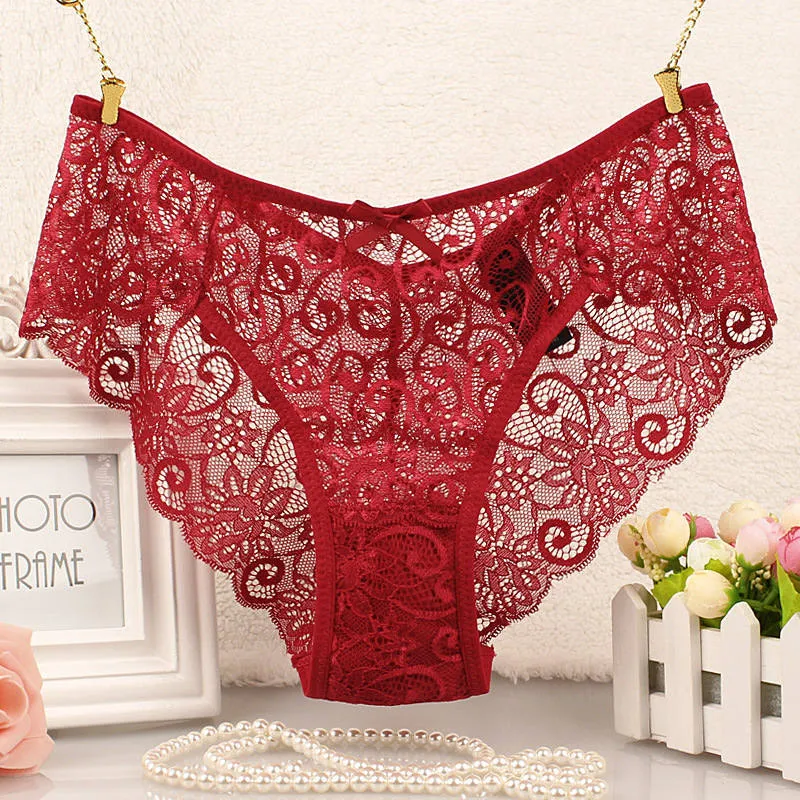 Sexy Hollow Lace women panties bowknot See Through lingeries woman Underwear Briefs shorts Thong underpant Women Clothes will and sandy new