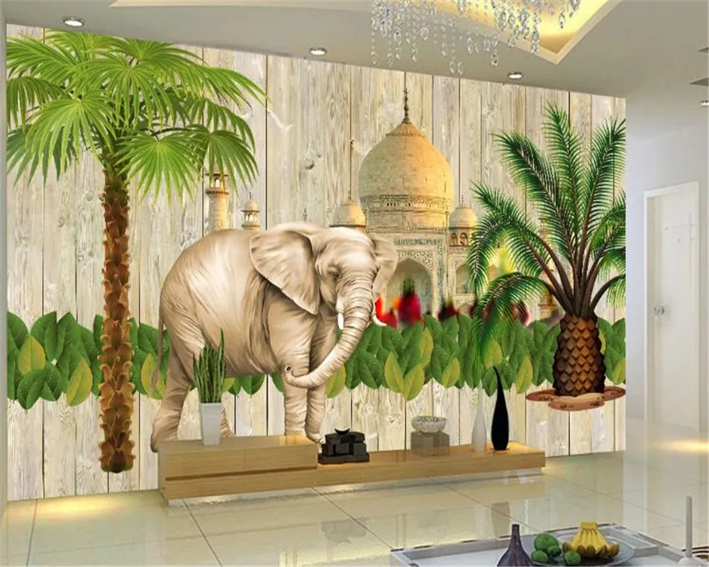 3d Wallpaper Living Room European Style Palace Rainforest Elephant Digital Printing HD Decorative Beautiful Wallpaper