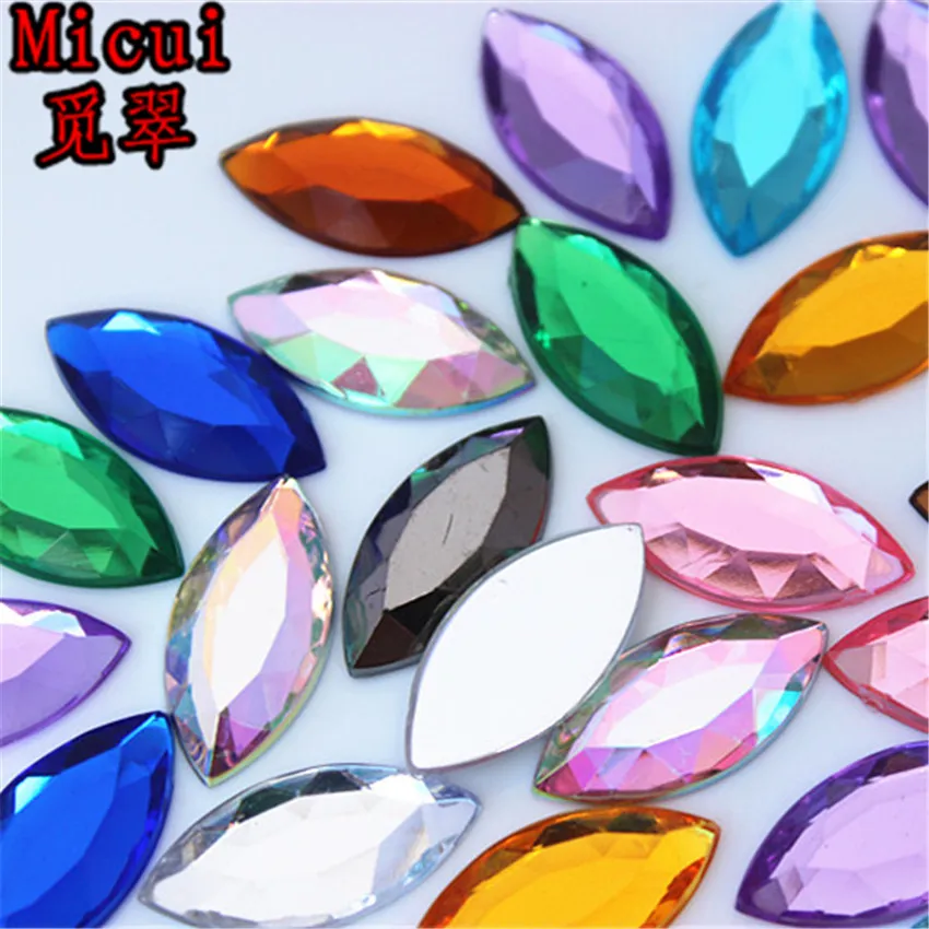 Micui 12x25mm Horse Eye Crystal Flatback Acrylic Teardrop